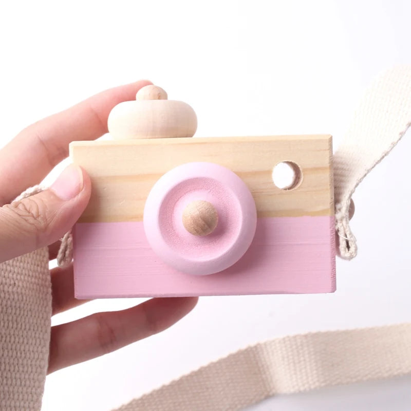 1pc Wooden Hanging  Camera Pendant Fashion Montessori Toys For Children Wooden DIY Presents Nursing Gift Baby Block Toys Kids