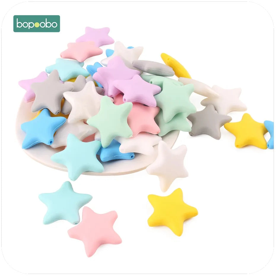Bopoobo 5pc Silicone Stars Teethers Silicone Beads Nurse Gift Baby Products Food Silicone Rods Baby Teether Shower Gift For Baby