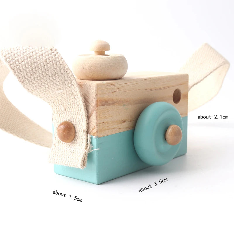 1pc Wooden Hanging  Camera Pendant Fashion Montessori Toys For Children Wooden DIY Presents Nursing Gift Baby Block Toys Kids