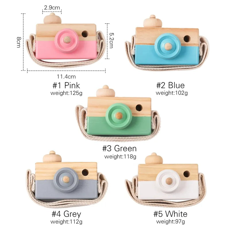 Let's Make 1pc Wooden Baby Toys Fashion Camera Pendant Montessori Toys For Children Wooden DIY Presents Nursing Gift Baby Block