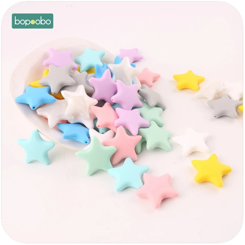 Bopoobo 5pc Silicone Stars Teethers Silicone Beads Nurse Gift Baby Products Food Silicone Rods Baby Teether Shower Gift For Baby