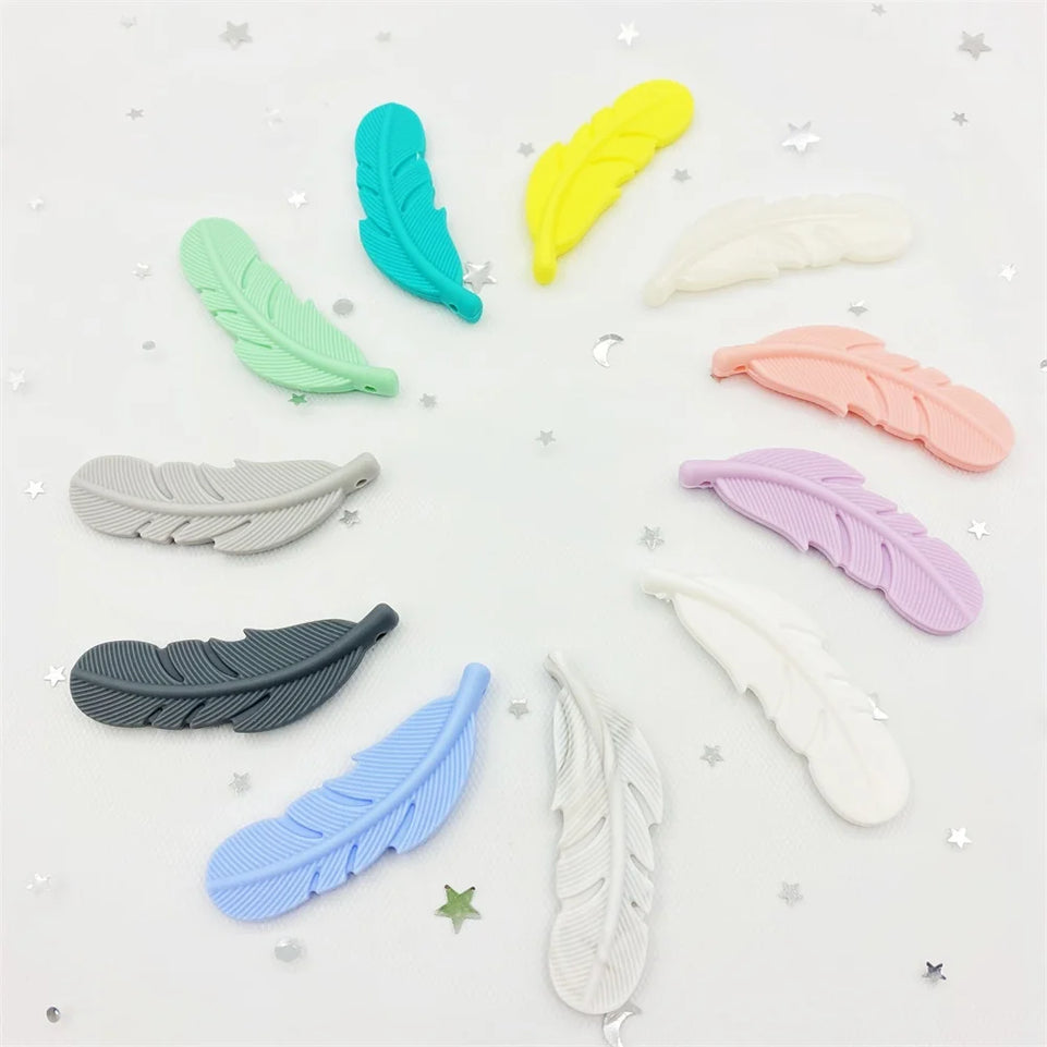 10pcs/lot Silicone Teether Feather Beads Handmade Accessories Teething Toys For Infant Newborn Gift Baby Bpa Free Teether