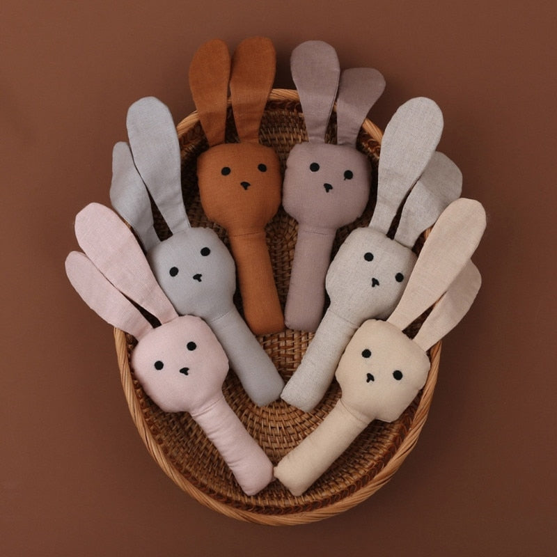 New Baby Hand Bells Rattles Cute Long Ear Bunny Plush Shaking Toys Baby Rattle Toys Newborn Gift Hand Bell Early Educational Toy
